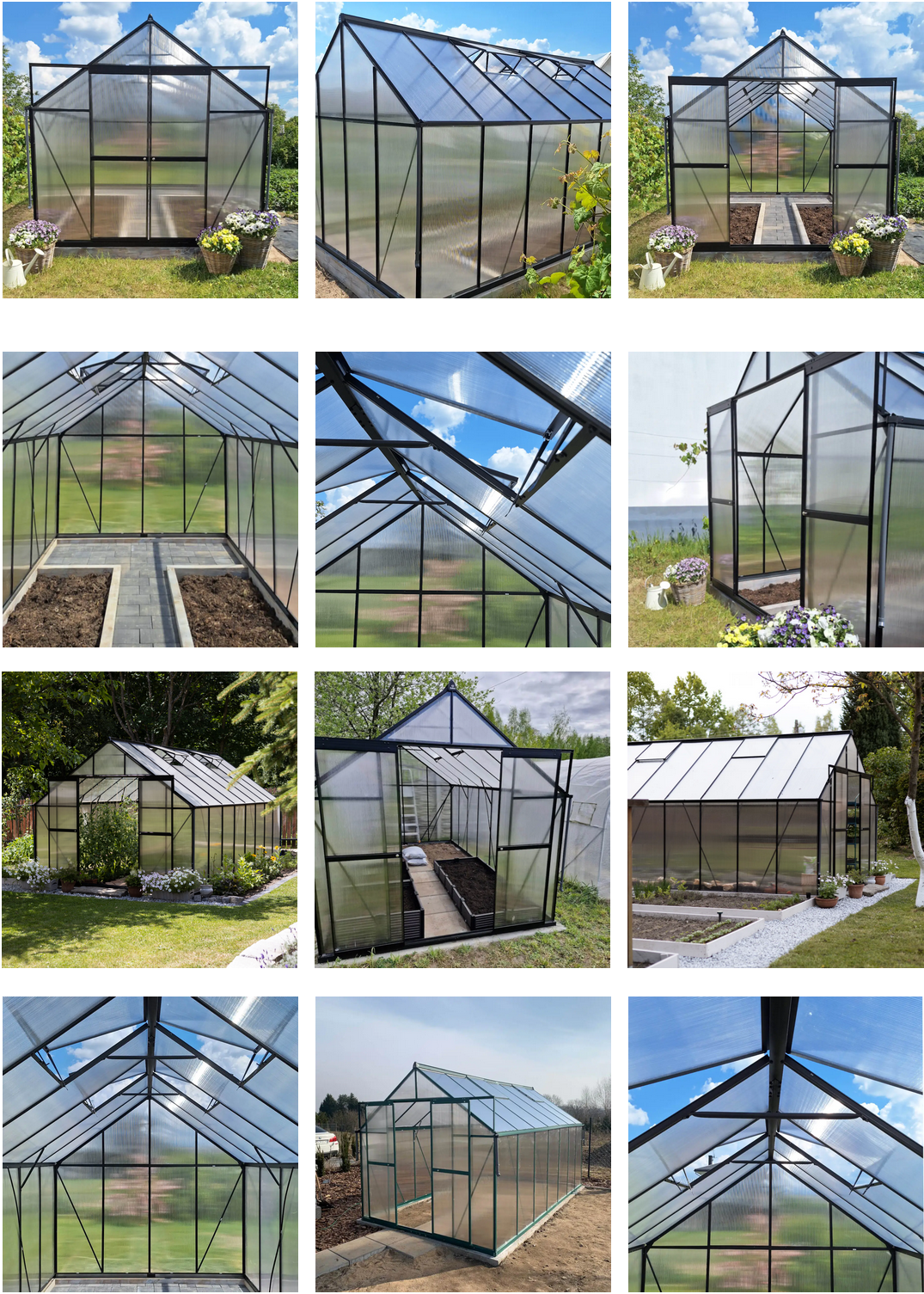 Zahradní polykarbonátový skleník Slide-In 244x490, black